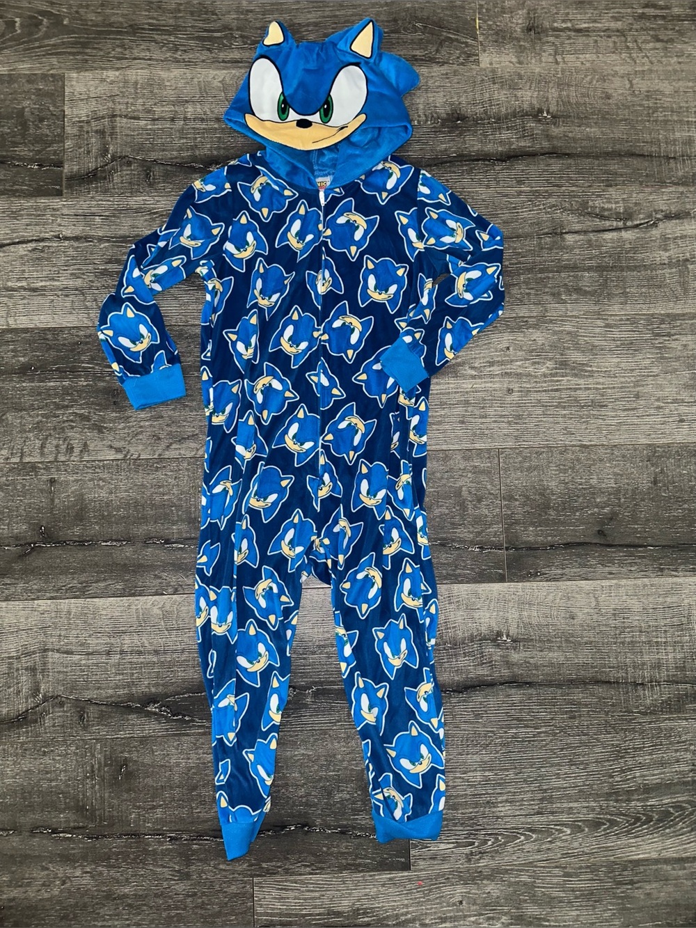 Sonic the Hedgehog Boy's Hooded Fleece Pajama Union Suit